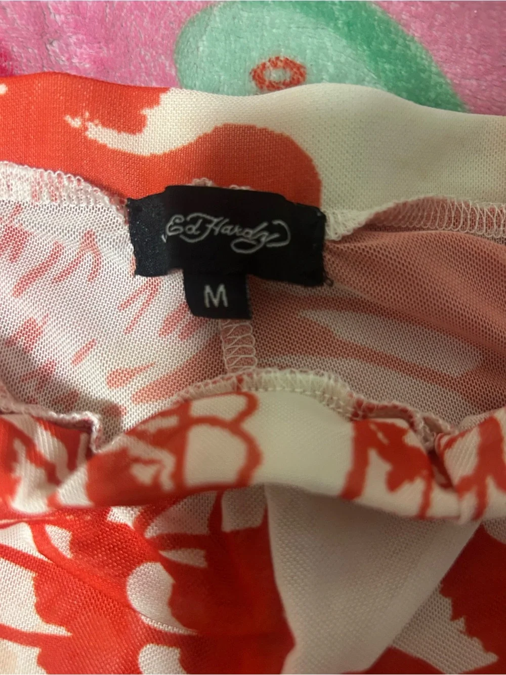 Ed Hardy White and Red Floral Bandeau Set
